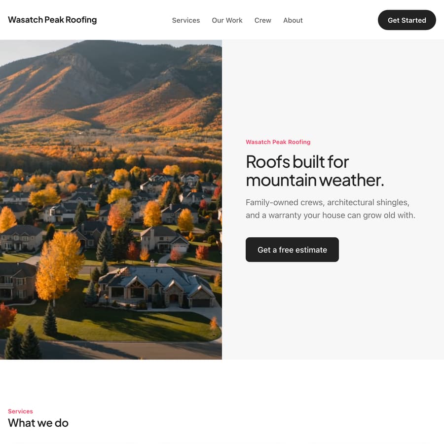 Wasatch Peak Roofing demonstration site